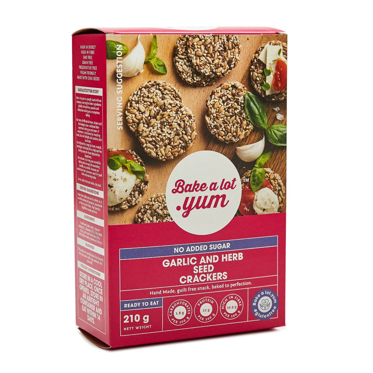 Bake A Lot Dot Yum - Seed Crackers Garlic & Herb 210g