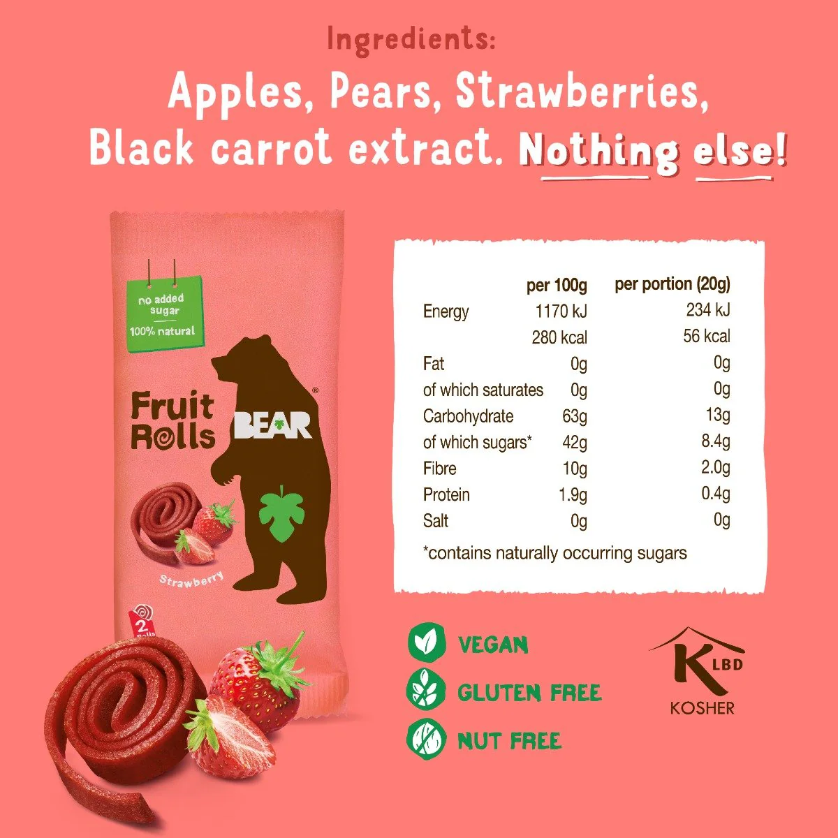 Bear - Fruit Rolls Strawberry 20g - Image 2