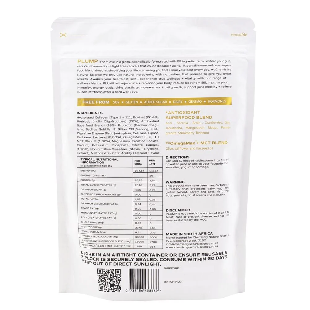 Chemistry Natural Science - Plump Gut Immunity Skin Wellness Blend 375g - Image 2