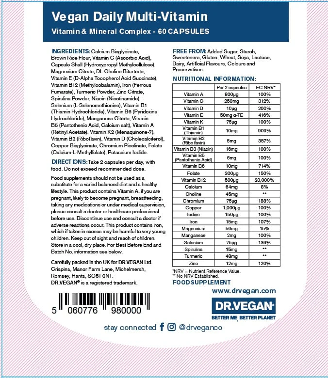 Dr Vegan - Daily Multi-Vitamin 60s - Image 3