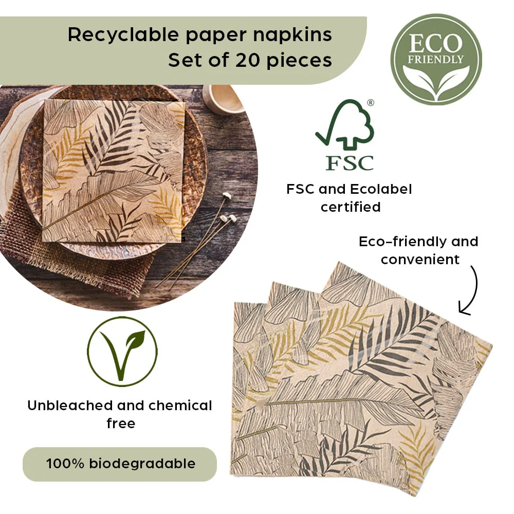 Eco Lifestyle - 3Ply Recycled Paper Serviettes 20s - Image 4