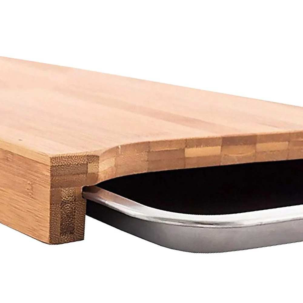 Eco Lifestyle - Bamboo Cutting Board with Stainless Steel Tray - Image 3