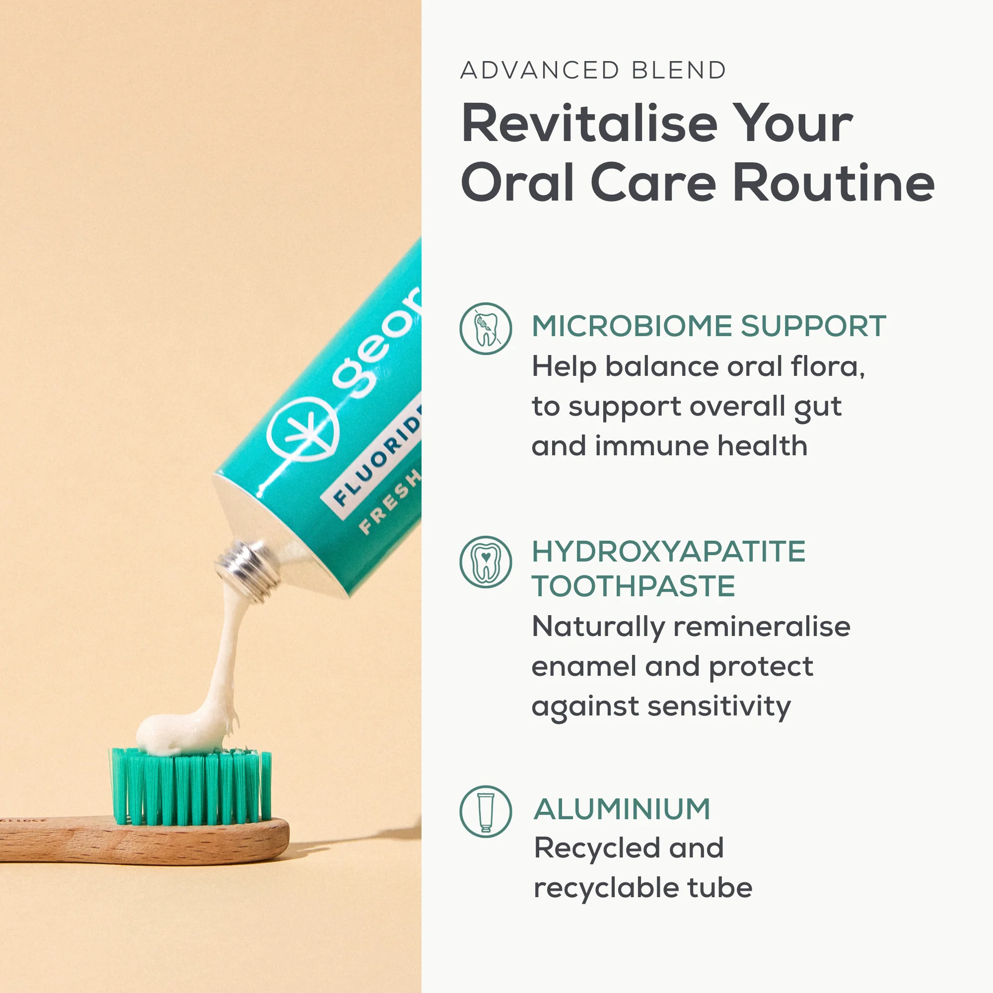 Georganics - Pre & Probiotic Toothpaste With Hydroxyapatite Fresh Mint 75ml - Image 4