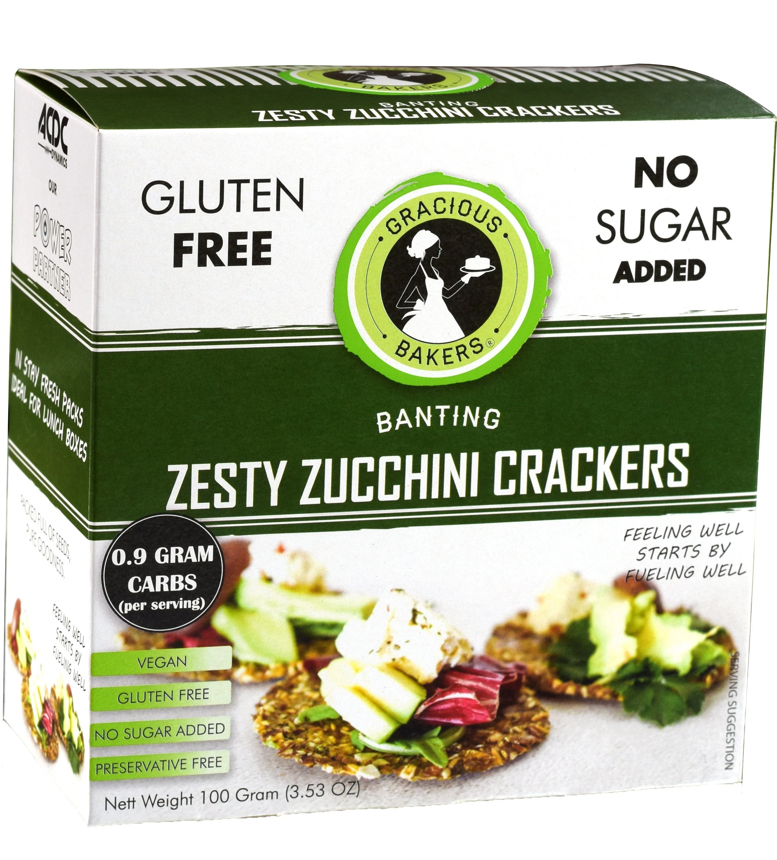 Gracious Bakers - Crackers Zesty Zucchini Banting 100g