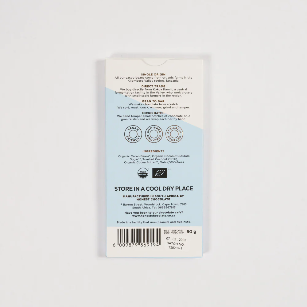 Honest - 54% Dark Chocolate Mylk Toasted Coconut 60g - Image 2