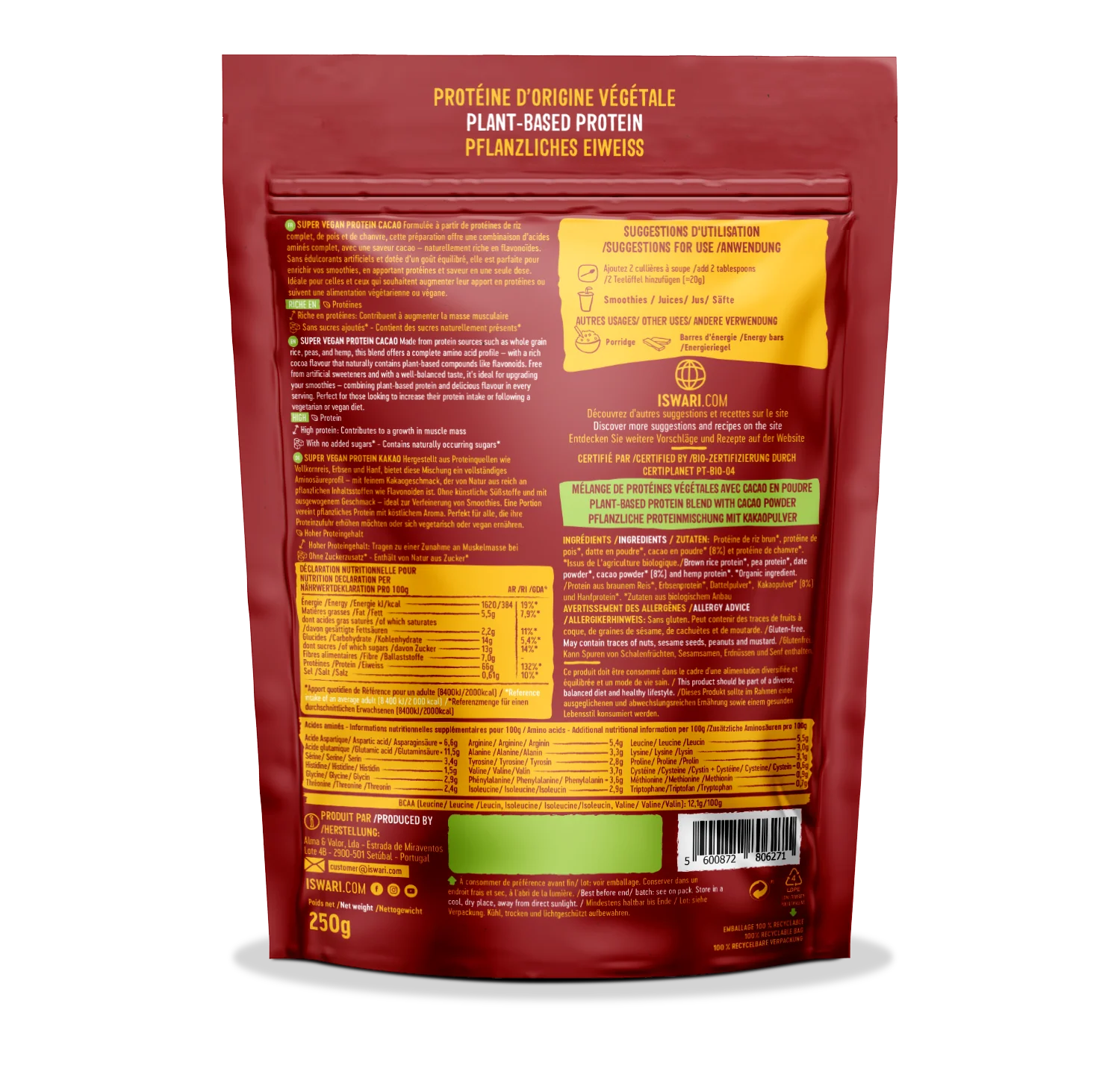 Iswari - Super Vegan Protein Cacao 250g - Image 2