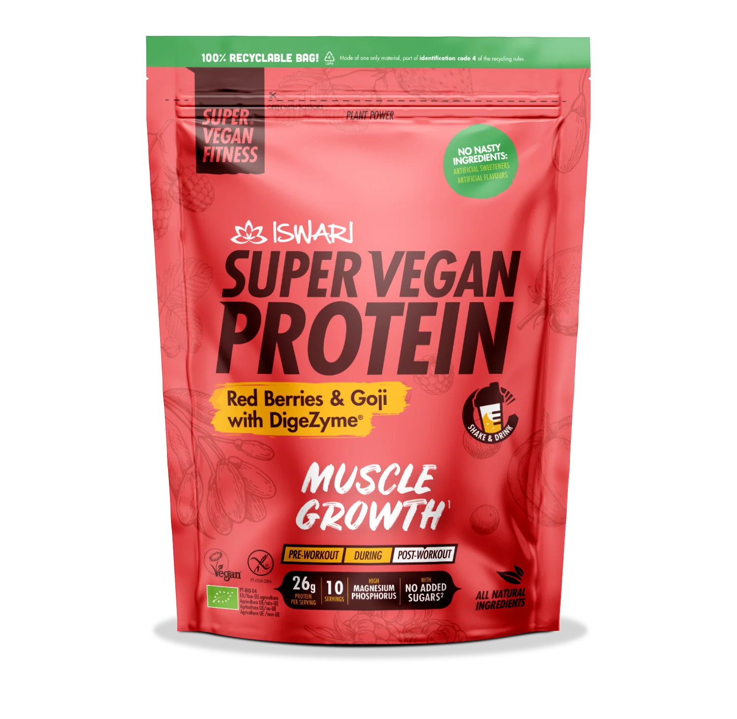 Iswari - Super Vegan Protein Muscle Growth Red Berry Goji 400g