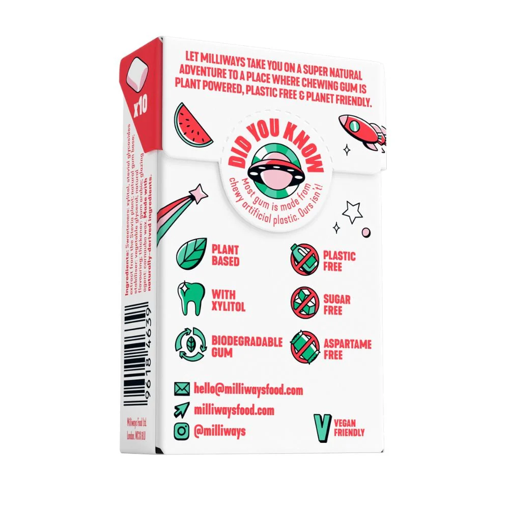 Milliways - Plastic Free Chewing Gum Watermelon Wonder 19g - Image 2