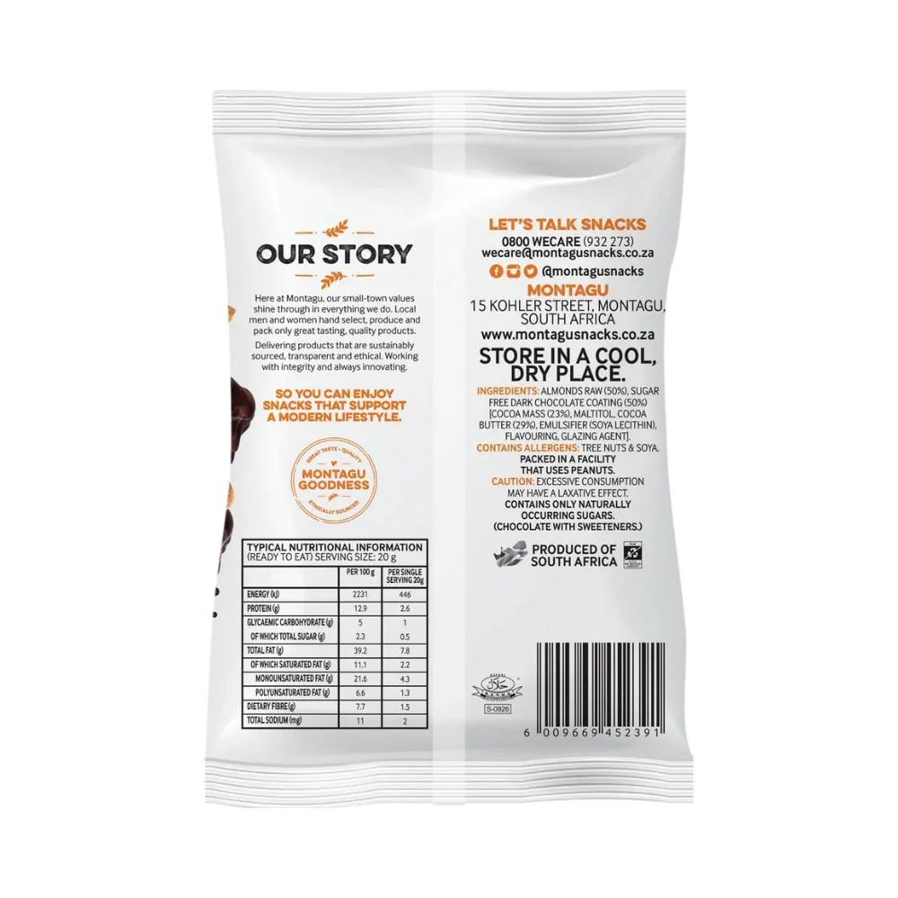 Montagu - Almonds Coated with Dark Chocolate Sugar Free 60g - Image 2