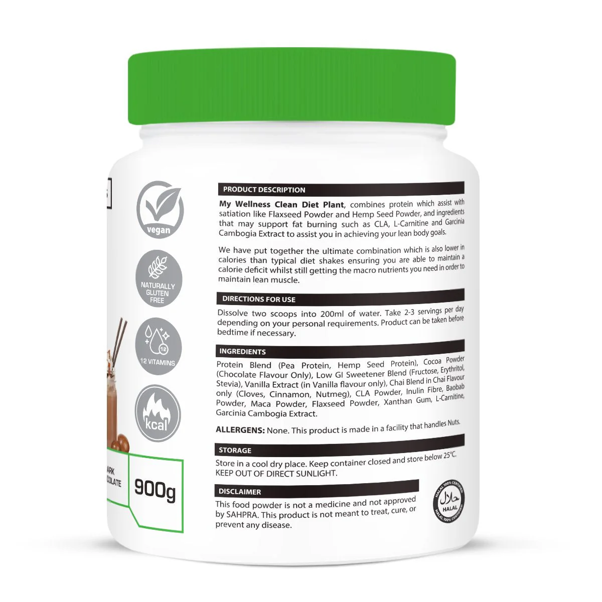 My Wellness - Clean Diet Plant Dark Chocolate 900g - Image 2