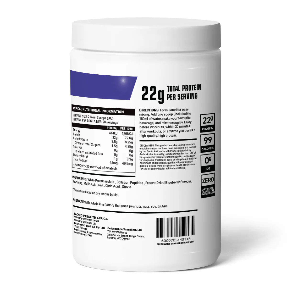 My Wellness - Clear Whey Isolate Berry Blaze 600g - Image 2