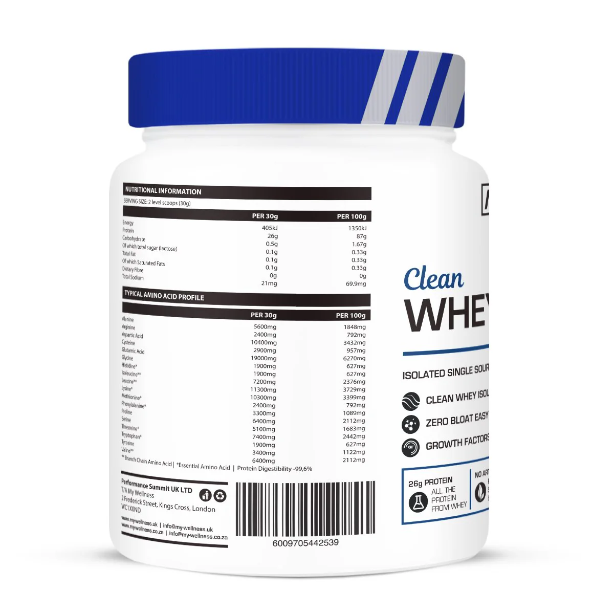 My Wellness - Clean Whey Isolate Chocolate 800g - Image 3