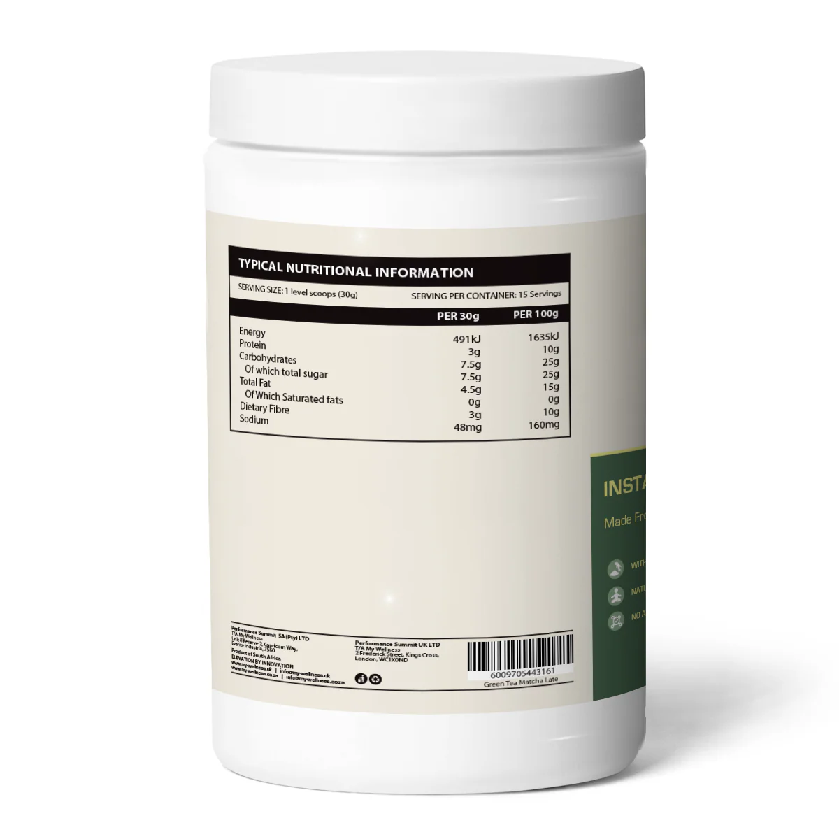 My Wellness - Green Tea Matcha Latte 450g - Image 2