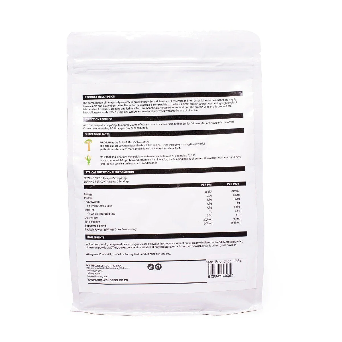 My Wellness - Vegan Protein Chocolate 450g - Image 2