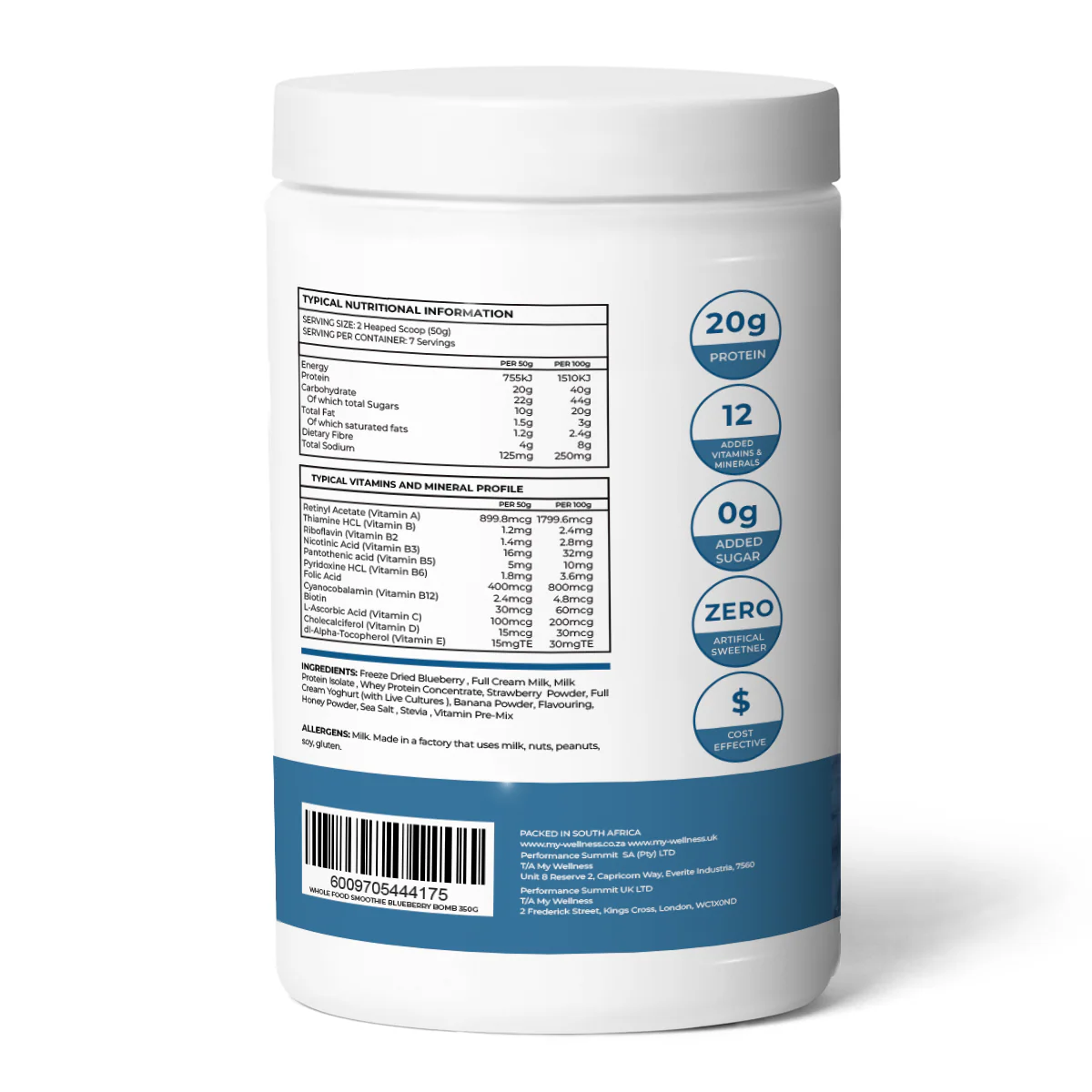 My Wellness - Wholefood Protein Smoothie Blueberry 350g - Image 2