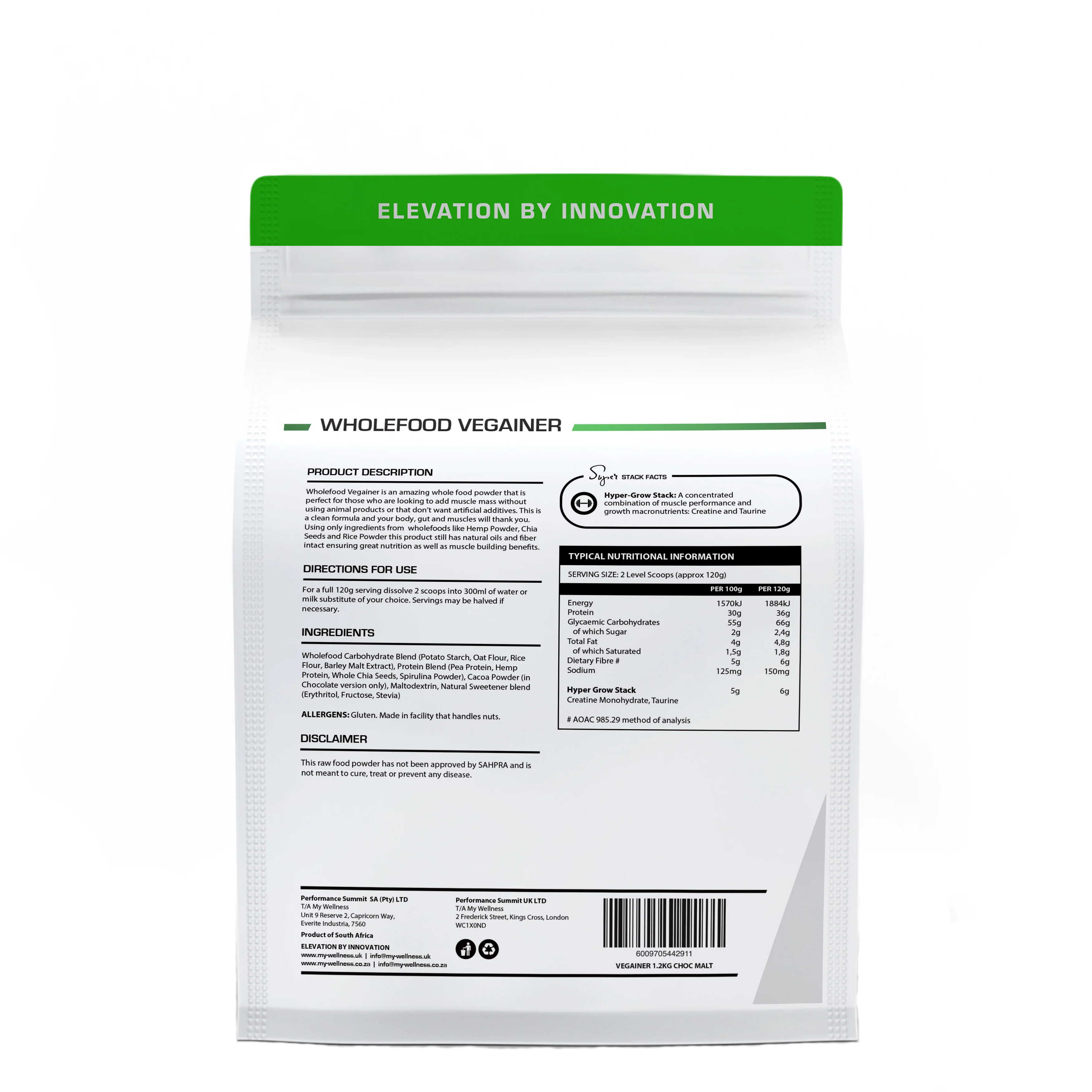 My Wellness - Wholefood Vegainer Chock Malt 1.2kg - Image 2