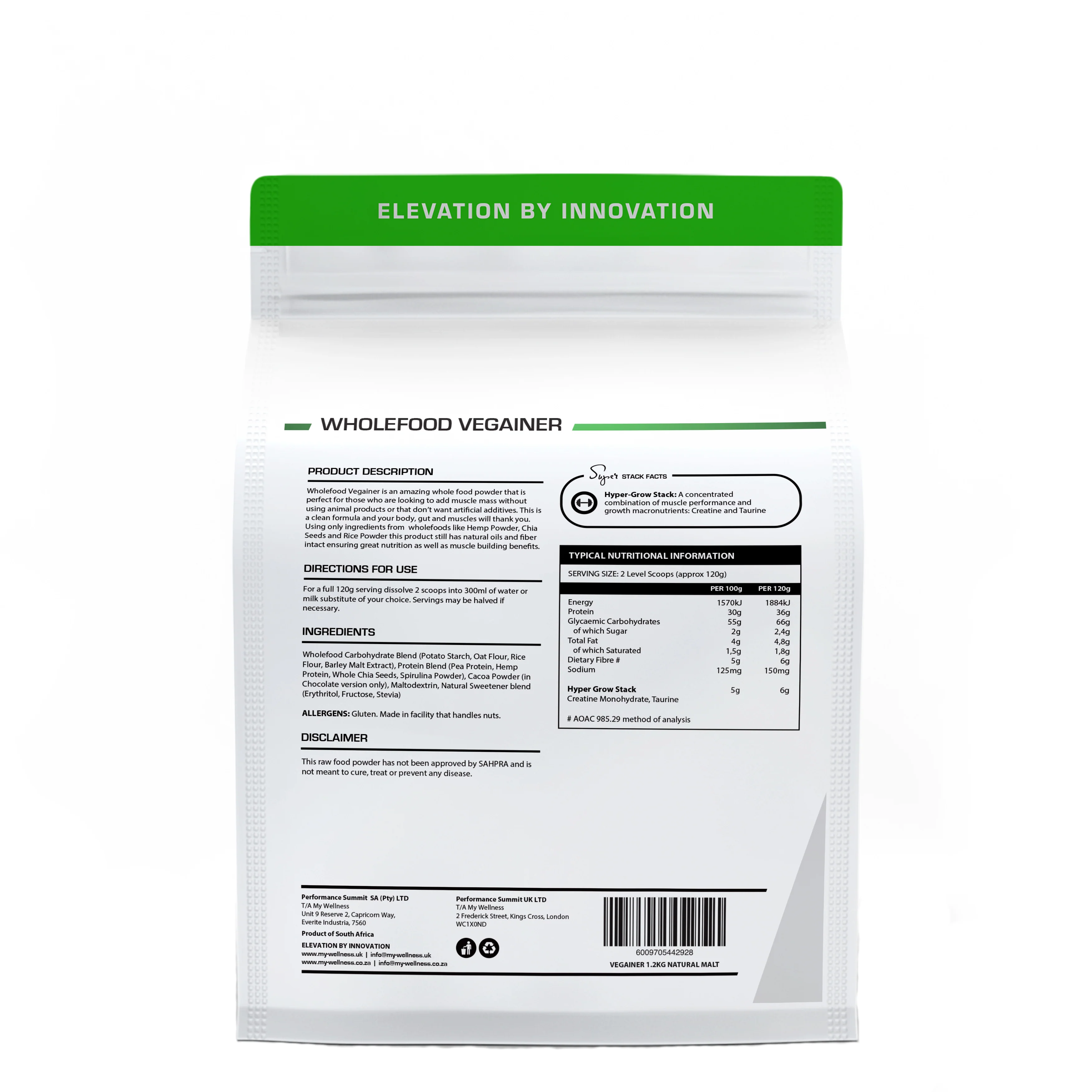 My Wellness - Wholefood Vegainer Natural Malt 1.2kg - Image 2