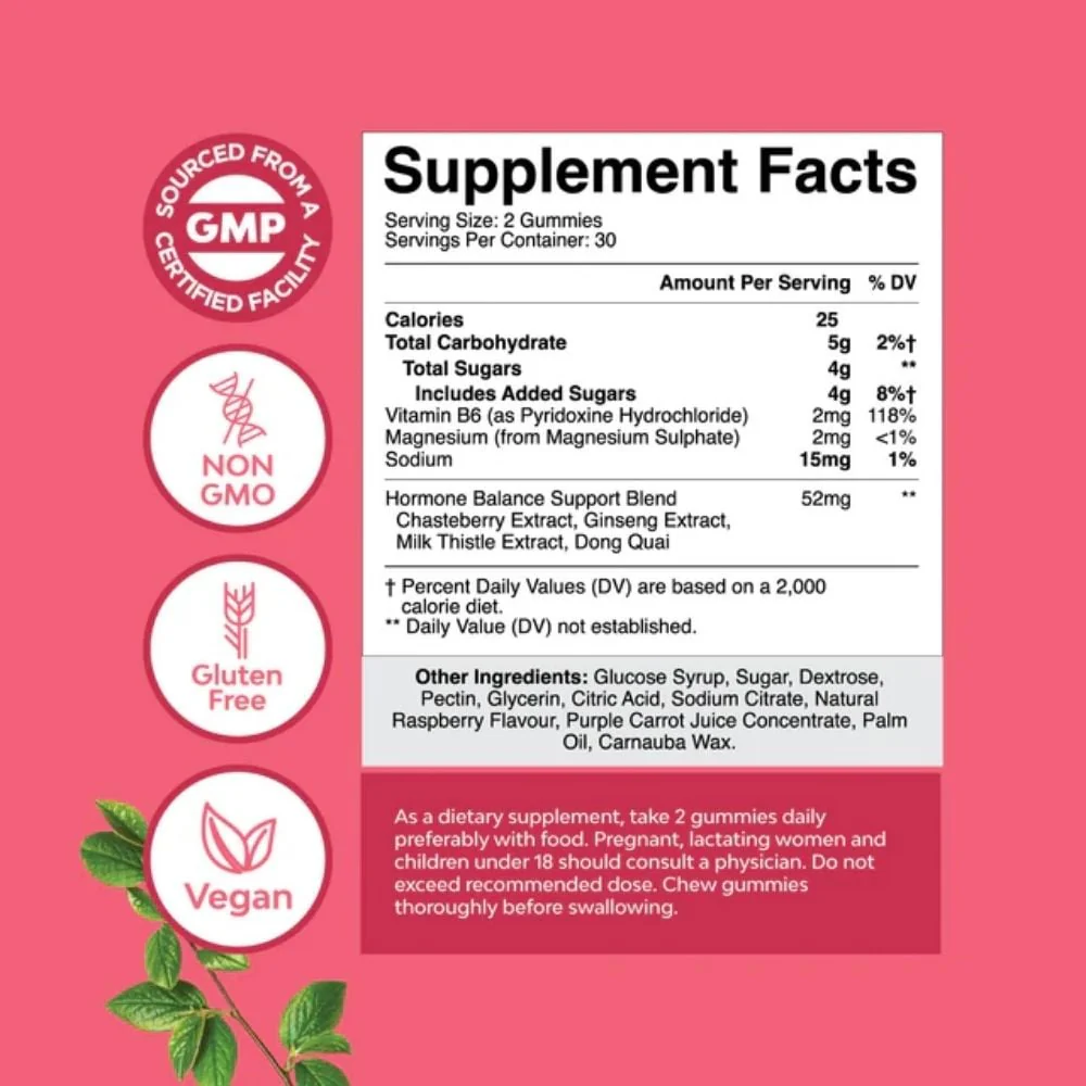 Nature's Craft - Hormone Balance Gummies Raspberry 60s - Image 2