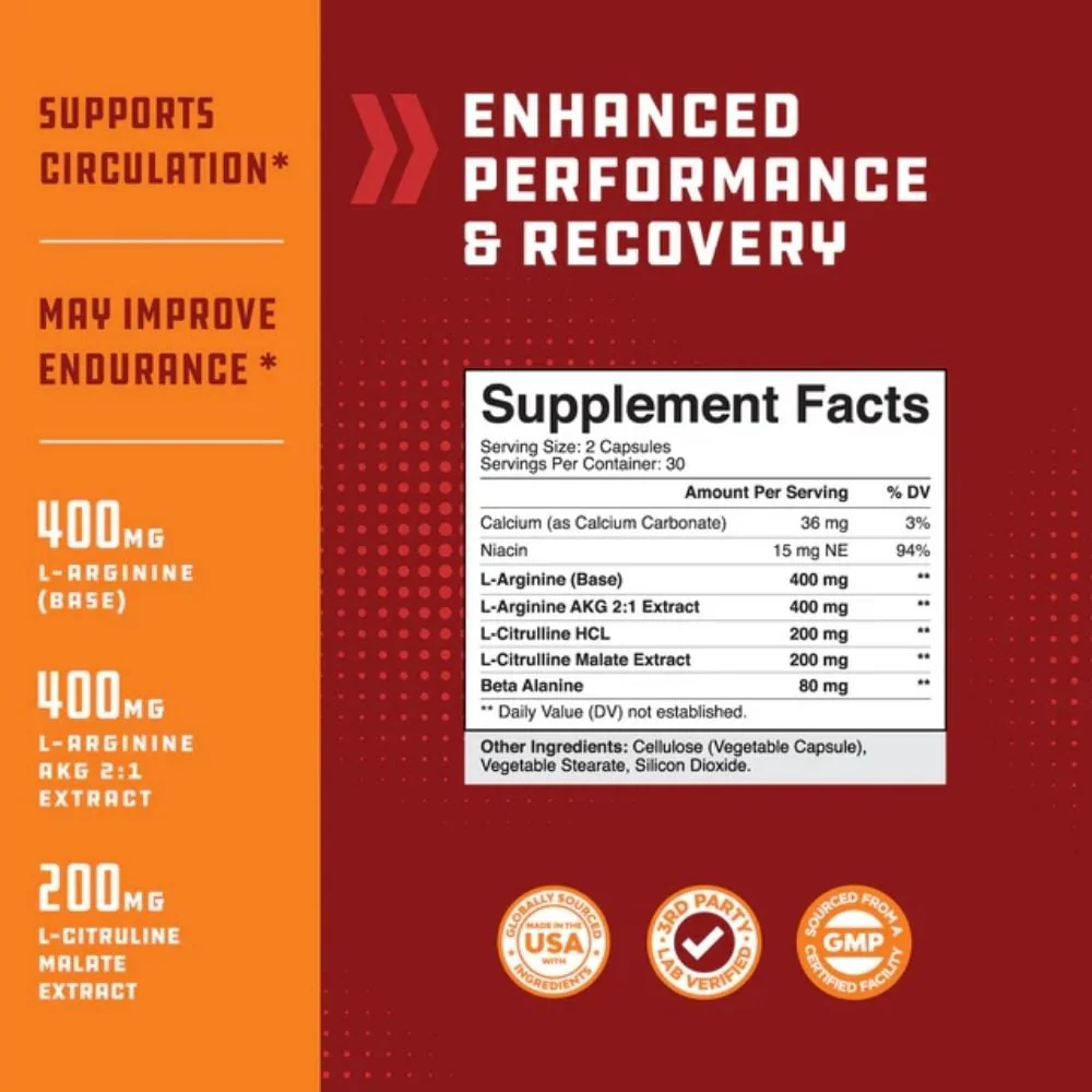 Nature's Craft - N.O. Rush Nitric Oxide Support 60s - Image 2