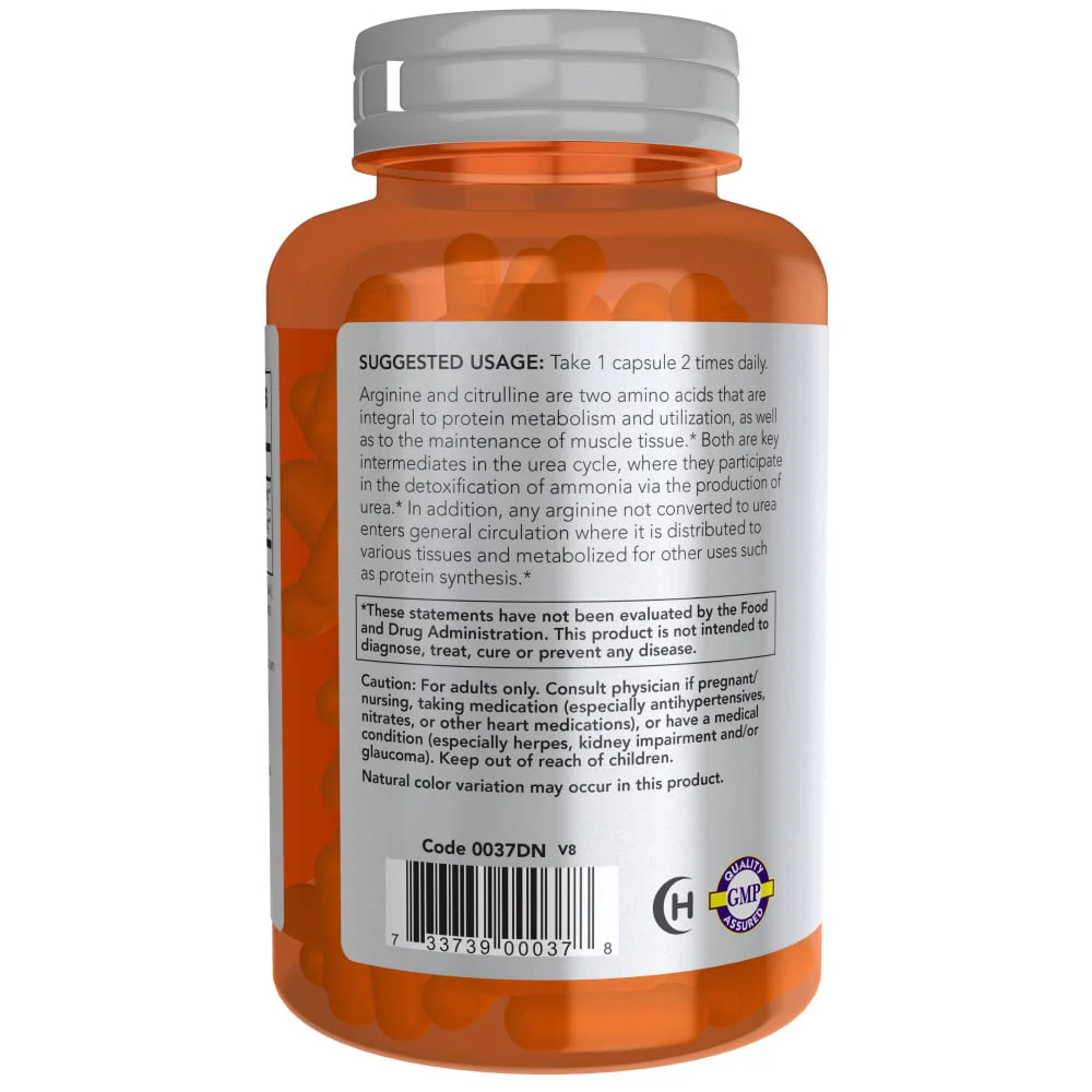 NOW - Arginine & Citruline 500mg/250mg 120s - Image 3
