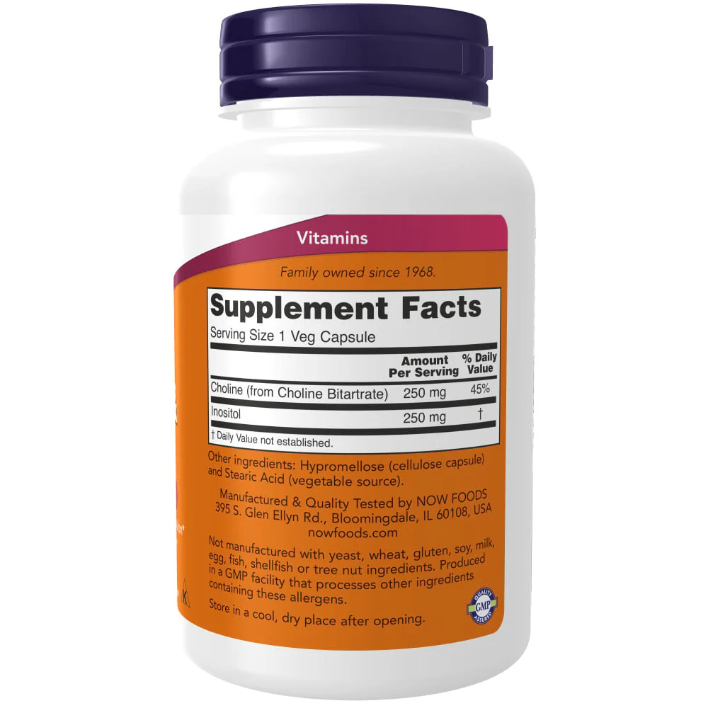NOW - Choline & Inositol 500mg 100s - Image 2