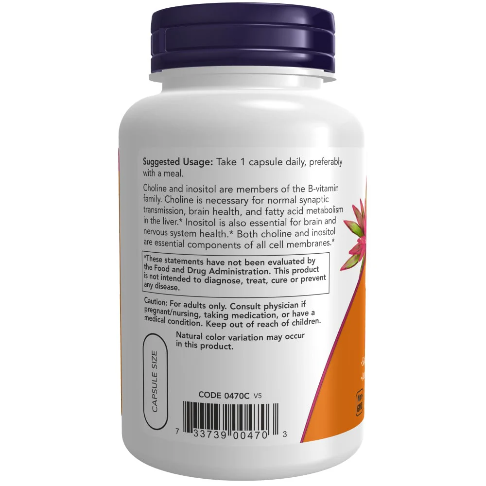 NOW - Choline & Inositol 500mg 100s - Image 3