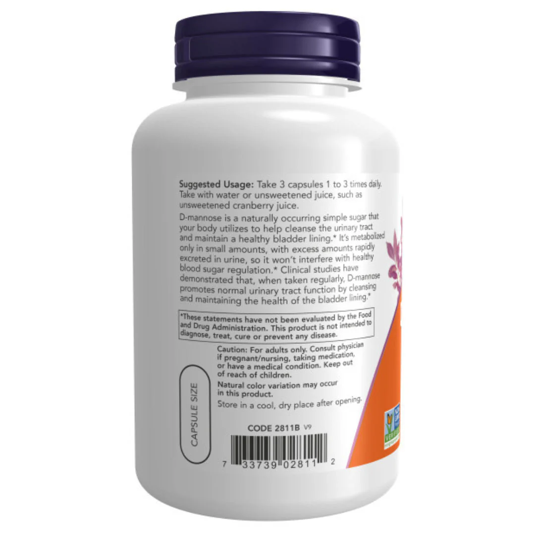 NOW - D-Mannose 500mg 120s - Image 2