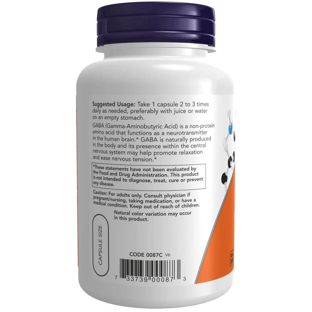 NOW - Gaba 500mg + B6 100s - Image 3