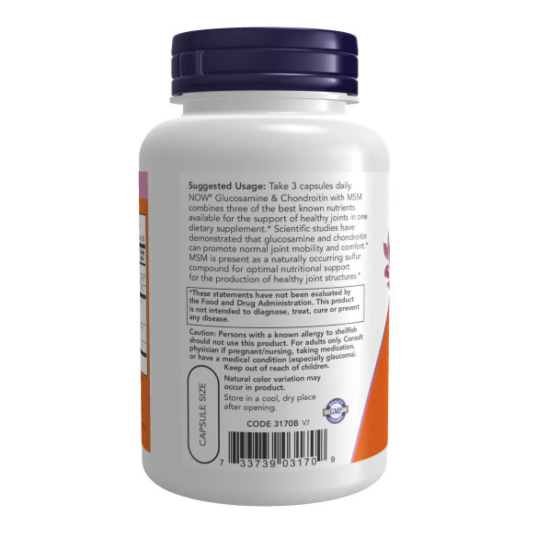 NOW - Glucosamine & Chondroitin With MSM 90s - Image 3