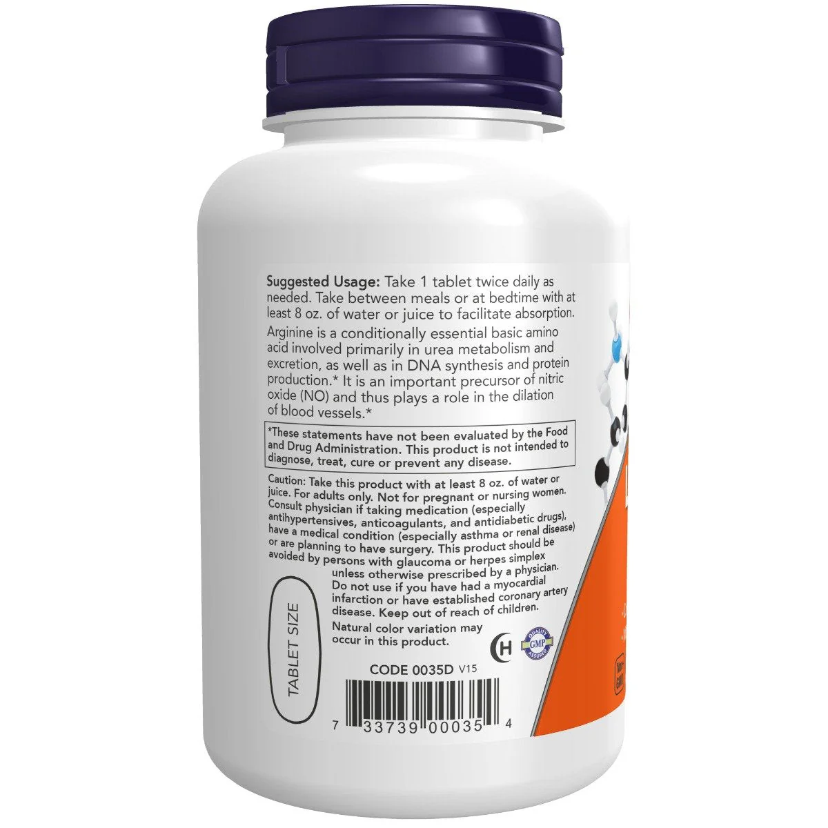 NOW - L-Arginine Double Strength 1000mg 120s - Image 3