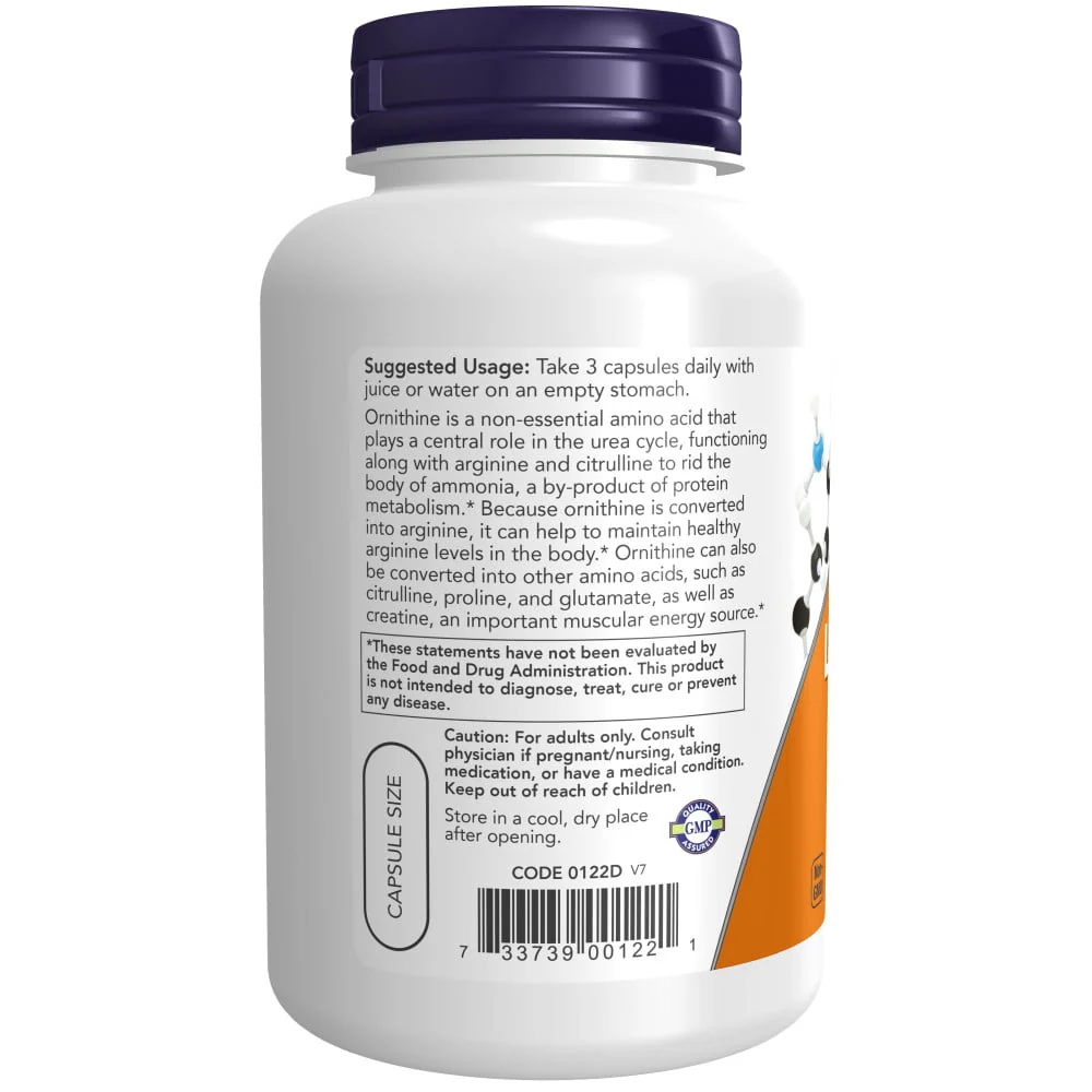 NOW- L-Ornithine 500 mg 120s - Image 3