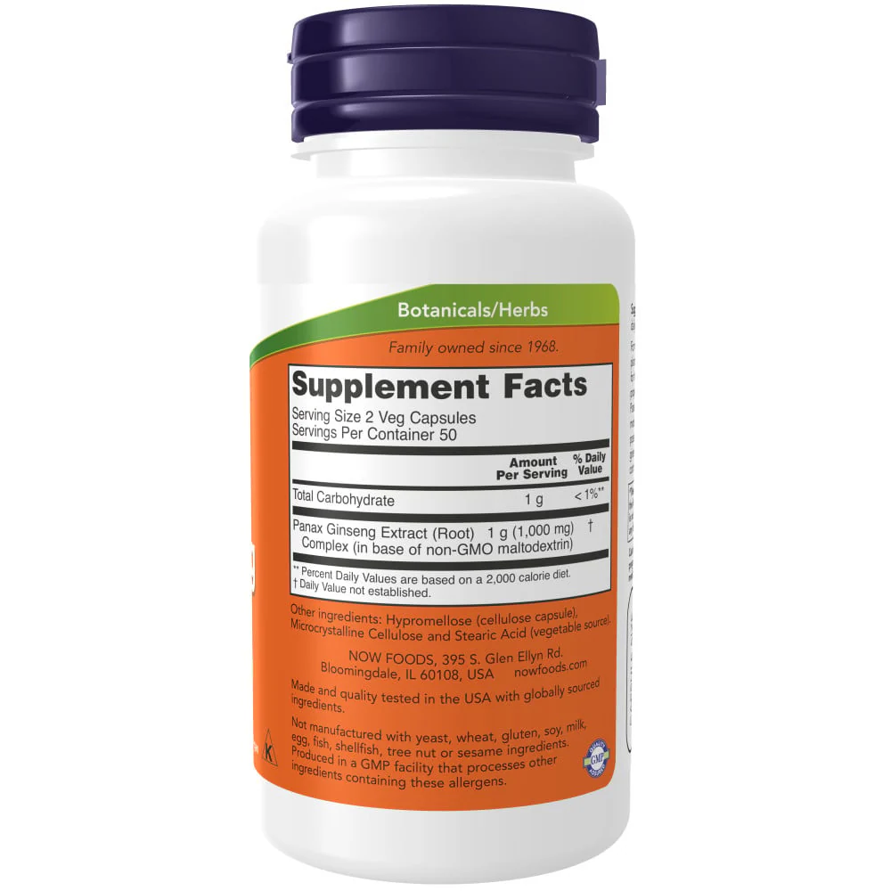 NOW - Panax Ginseng 500mg 100s - Image 2