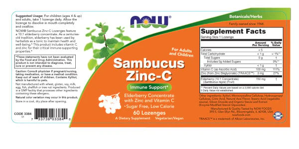 NOW - Sambucus Zinc C 60s - Image 2