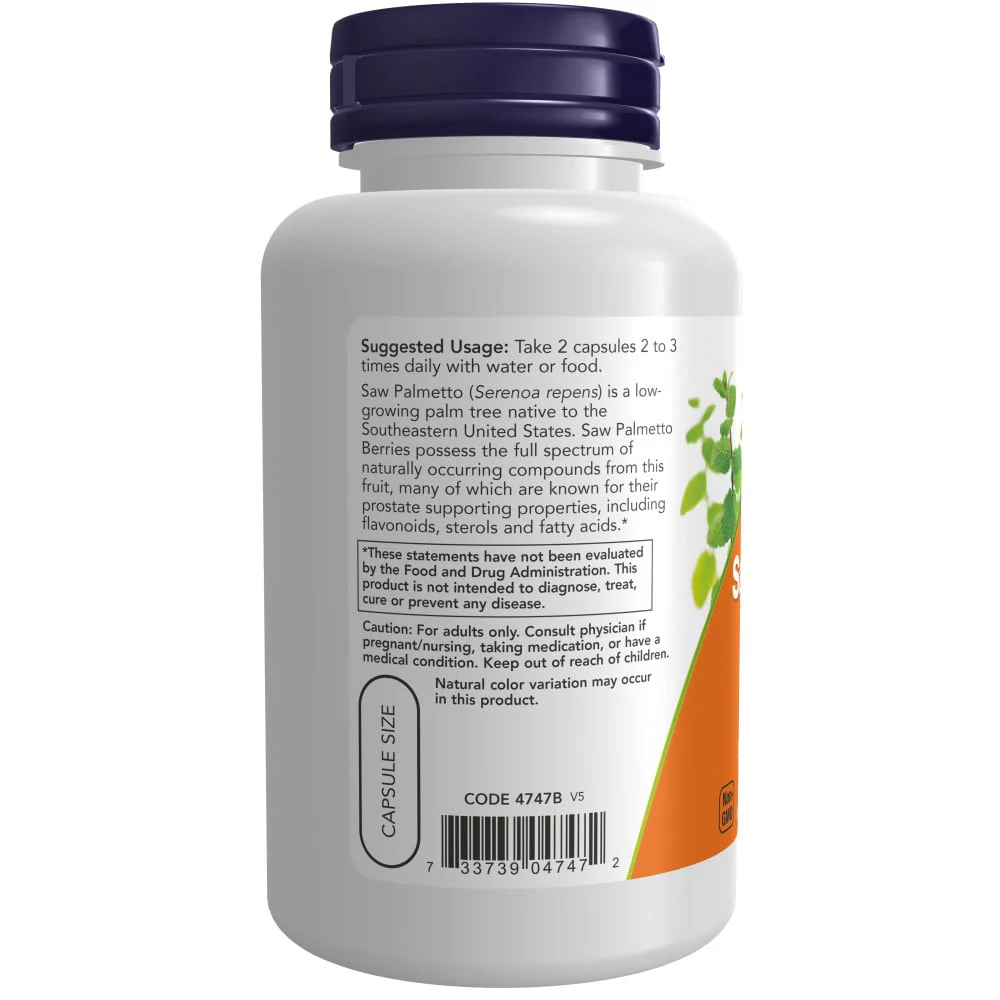 NOW - Saw Palmetto Berries 550mg 100s - Image 3