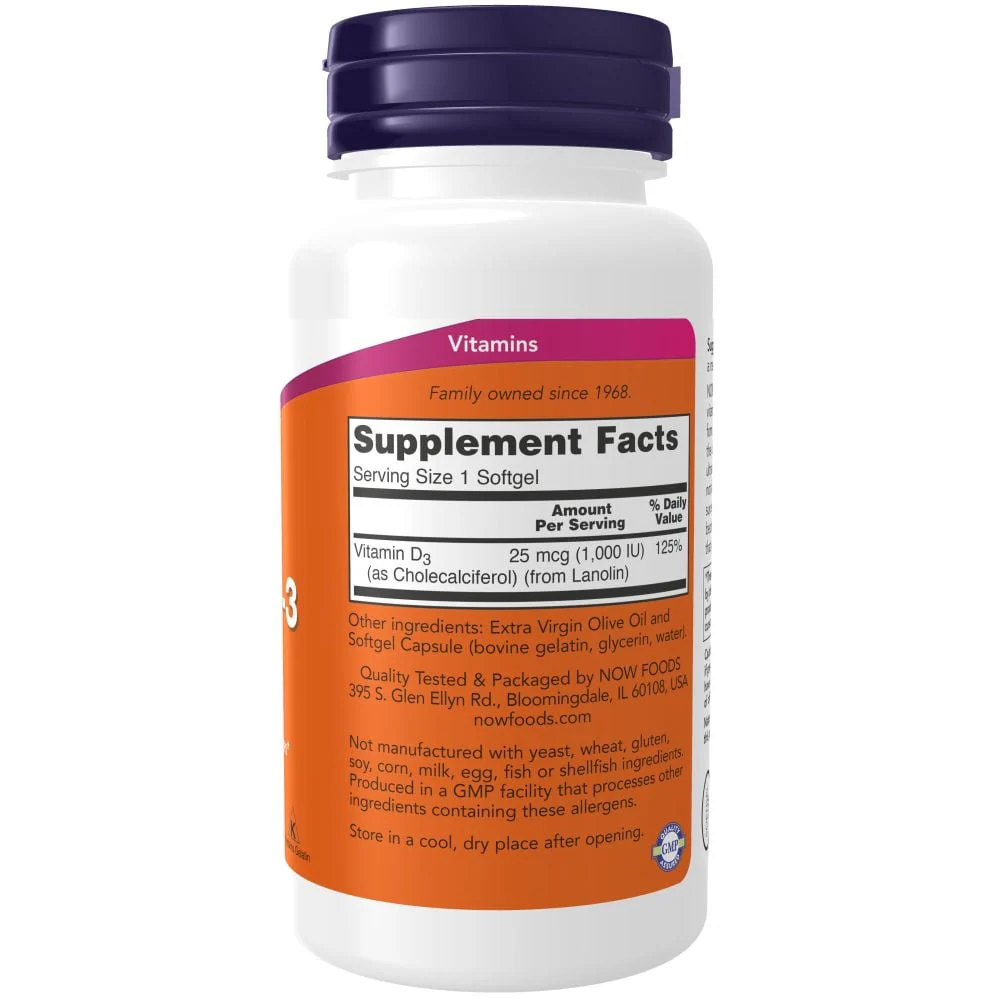 NOW - Vitamin D3 1000iu 180s - Image 3