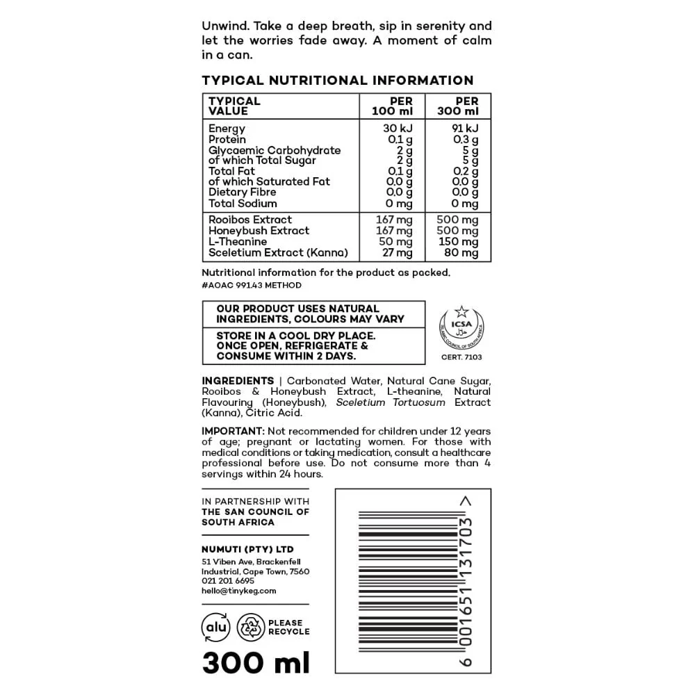 Numuti - Sparkling Drink Unwind Honeybush 300ml - Image 2