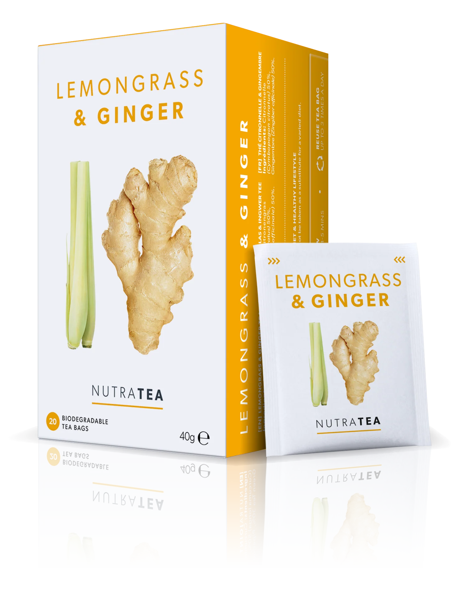 NutraTea - Tea Lemongrass & Ginger Herbal Blend 20s 40g - Image 2