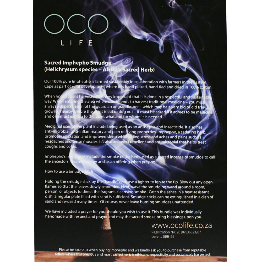 OCO Life - Sacred Imphepho Smudge Stick Africa Sacred Herb - Image 2