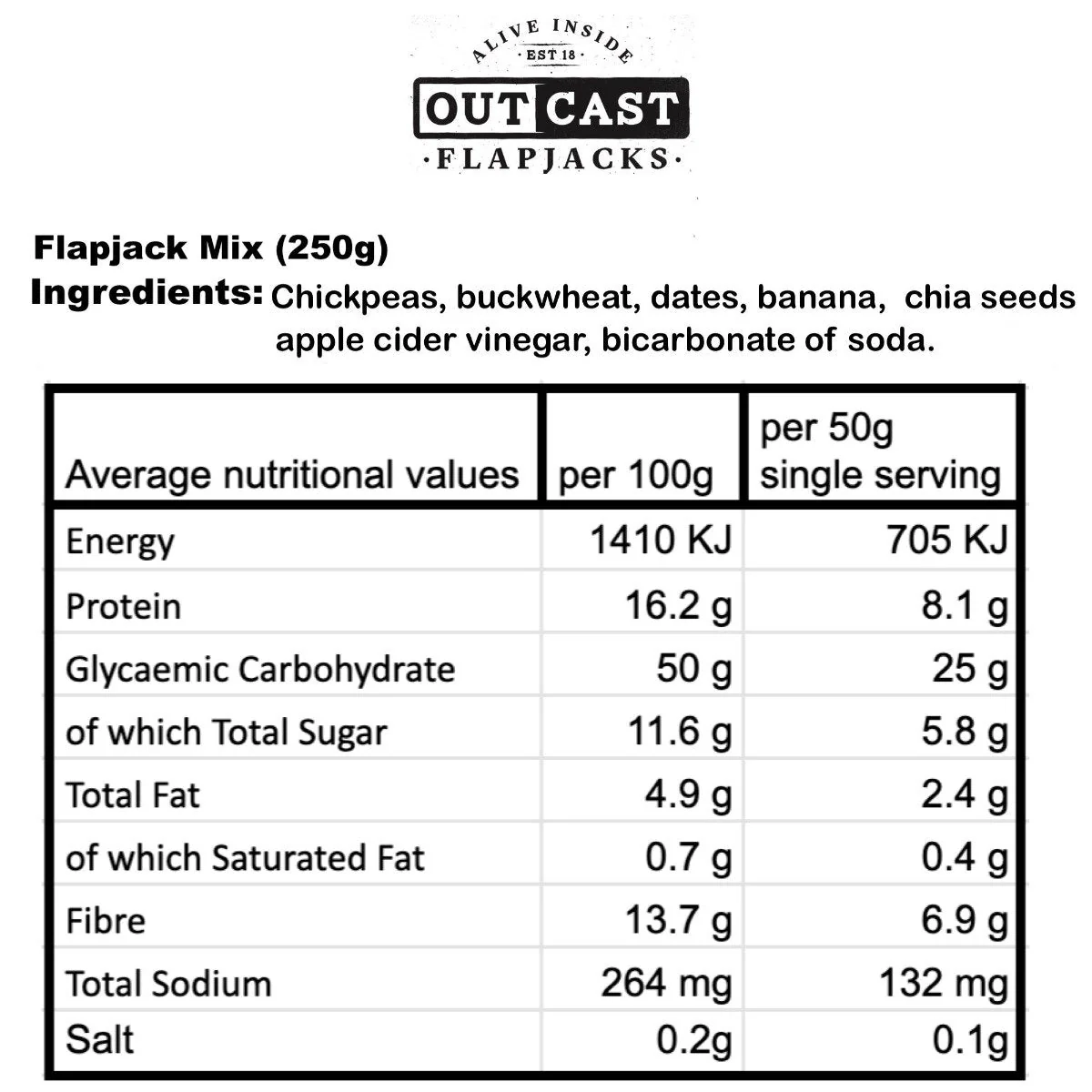 Outcast Foods - Flapjacks Premix 250g - Image 2