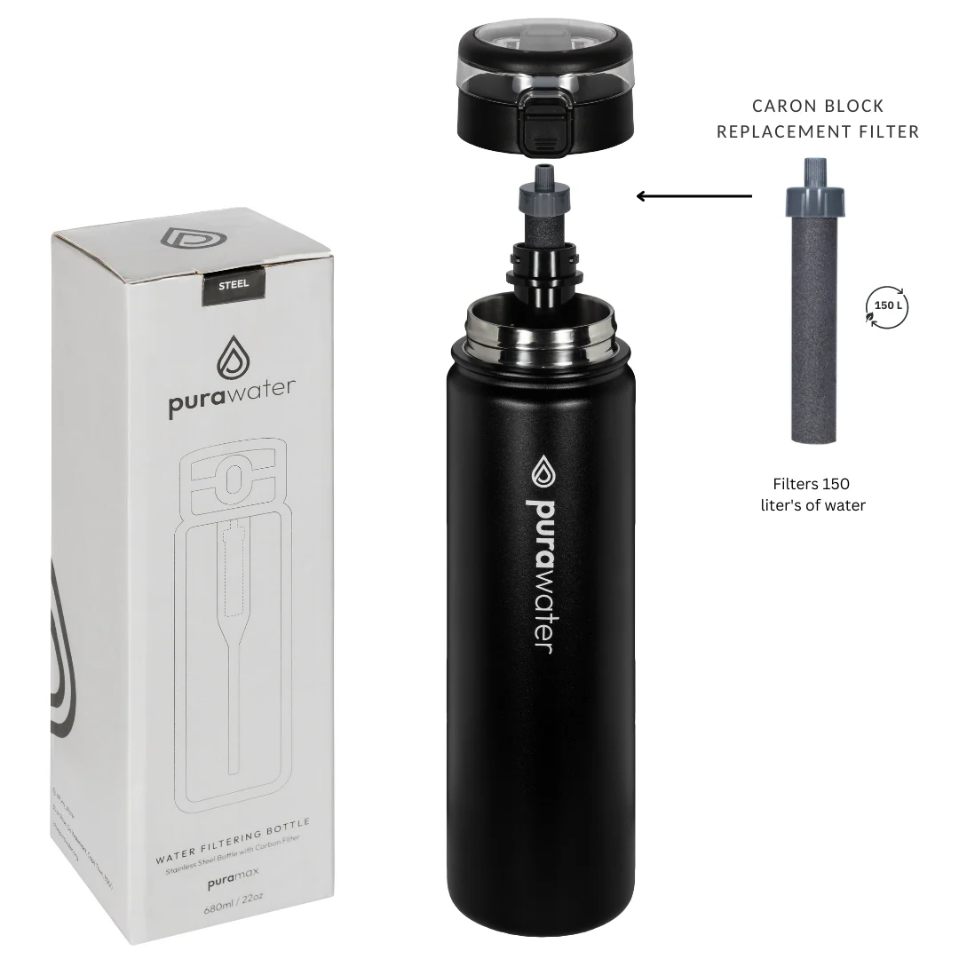 Pura Water - Water Filtering Bottle Stainless Steel 680ml - Image 5