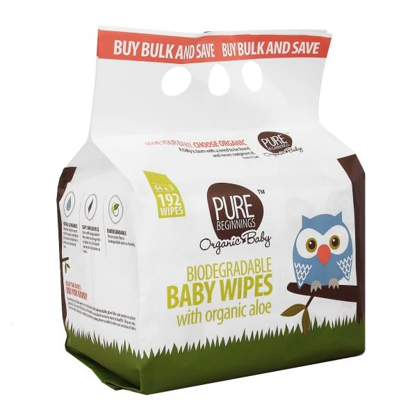 Pure Beginnings - Biodegradable Wipes Triple Pack 192s - Image 2