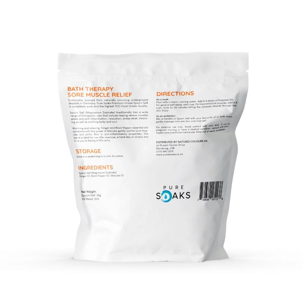 Pure Soaks - Epsom Salt Sore Muscle Relief 2kg - Image 2