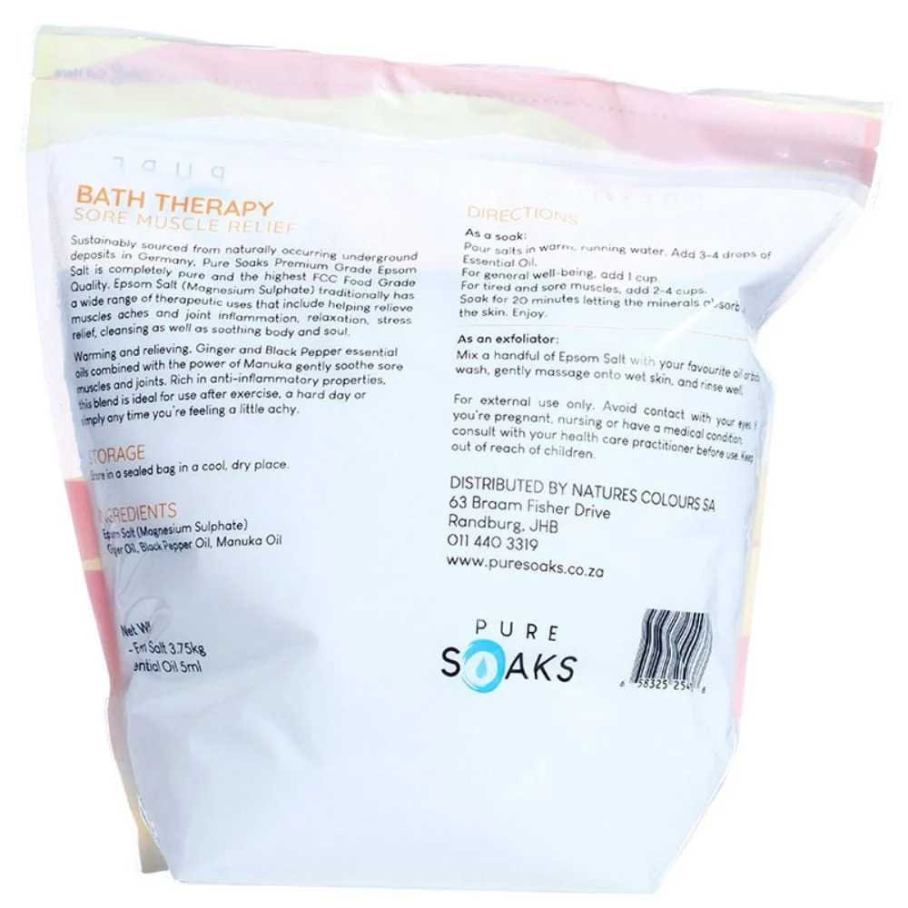 Pure Soaks - Epsom Salt Sore Muscle Relief 3.75kg - Image 2