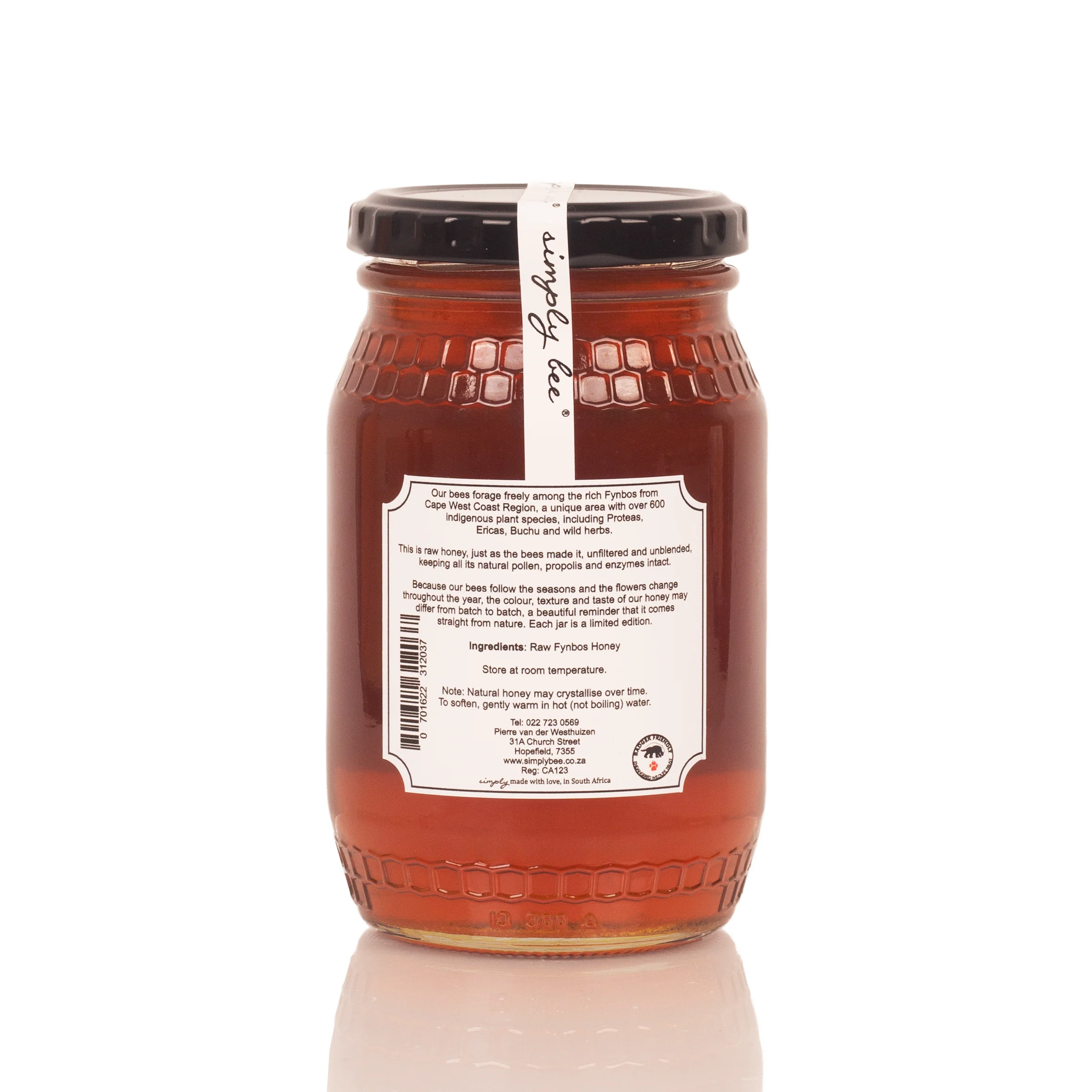 Simply Bee - Honey Raw Fynbos - Glass Jar 500g - Image 2