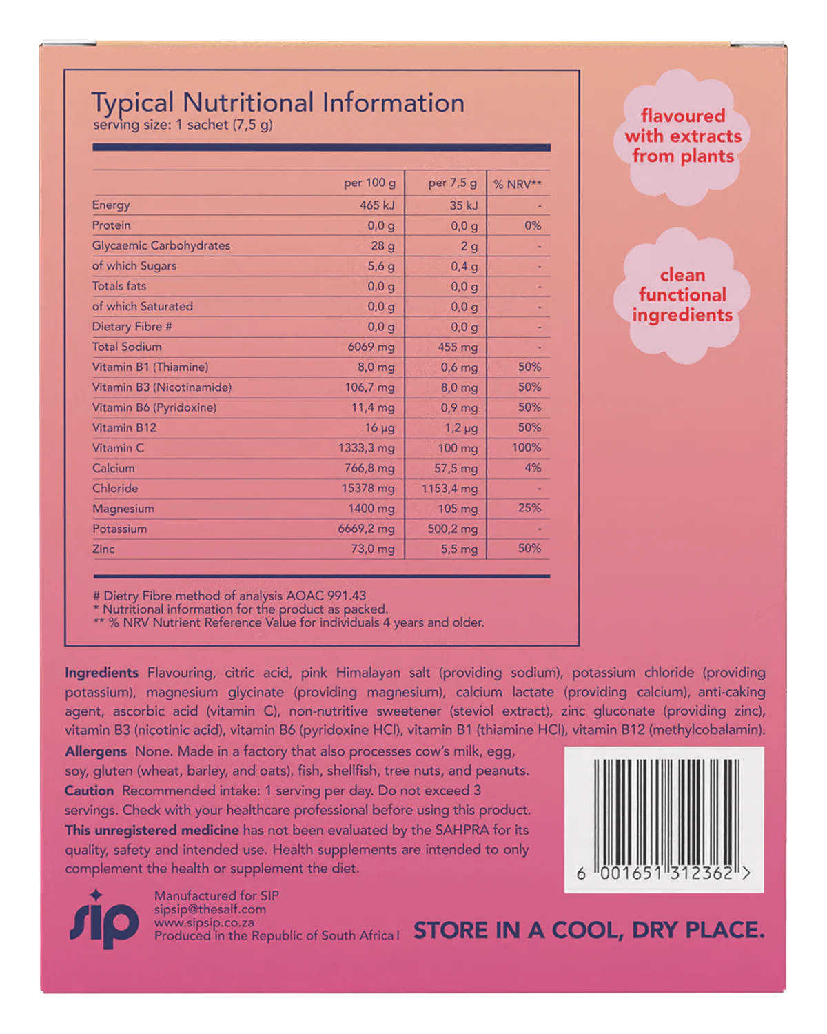 SIP - Daily Electrolyte & Vitamin Sachets Peachy Keen 20s - Image 2