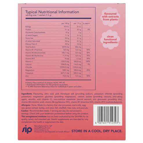 SIP - Daily Electrolyte & Vitamin Sachets Raspberry Rush 20s - Image 2