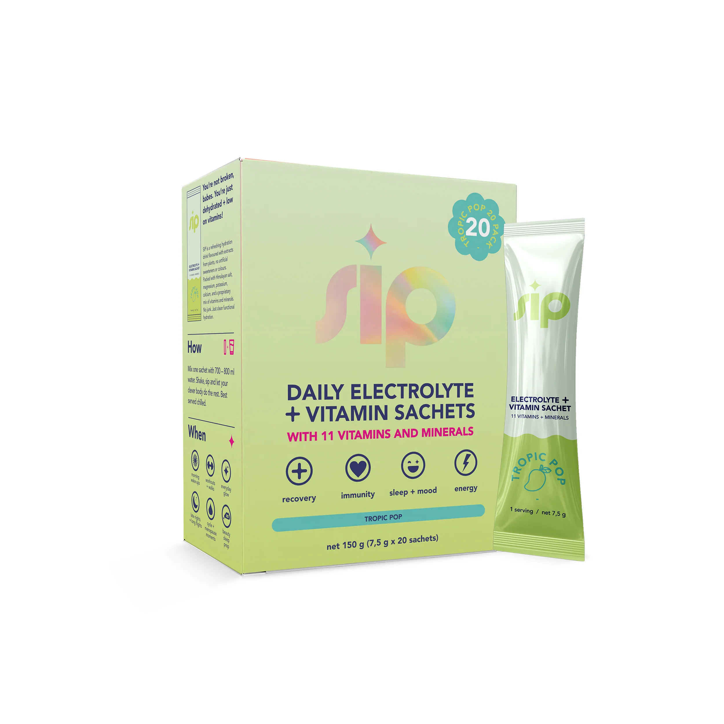 SIP - Daily Electrolyte & Vitamin Sachets Tropic Pop 20s