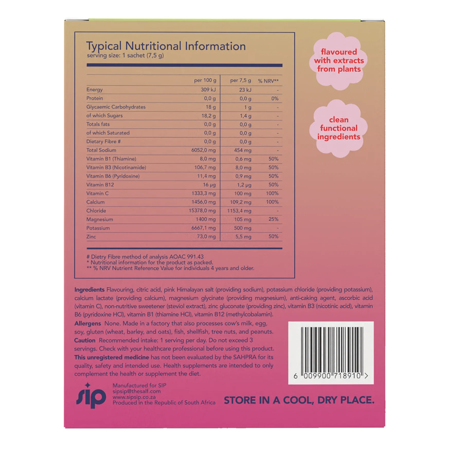 SIP - Daily Electrolyte & Vitamin Sachets Watermelon Whirl 20s - Image 2