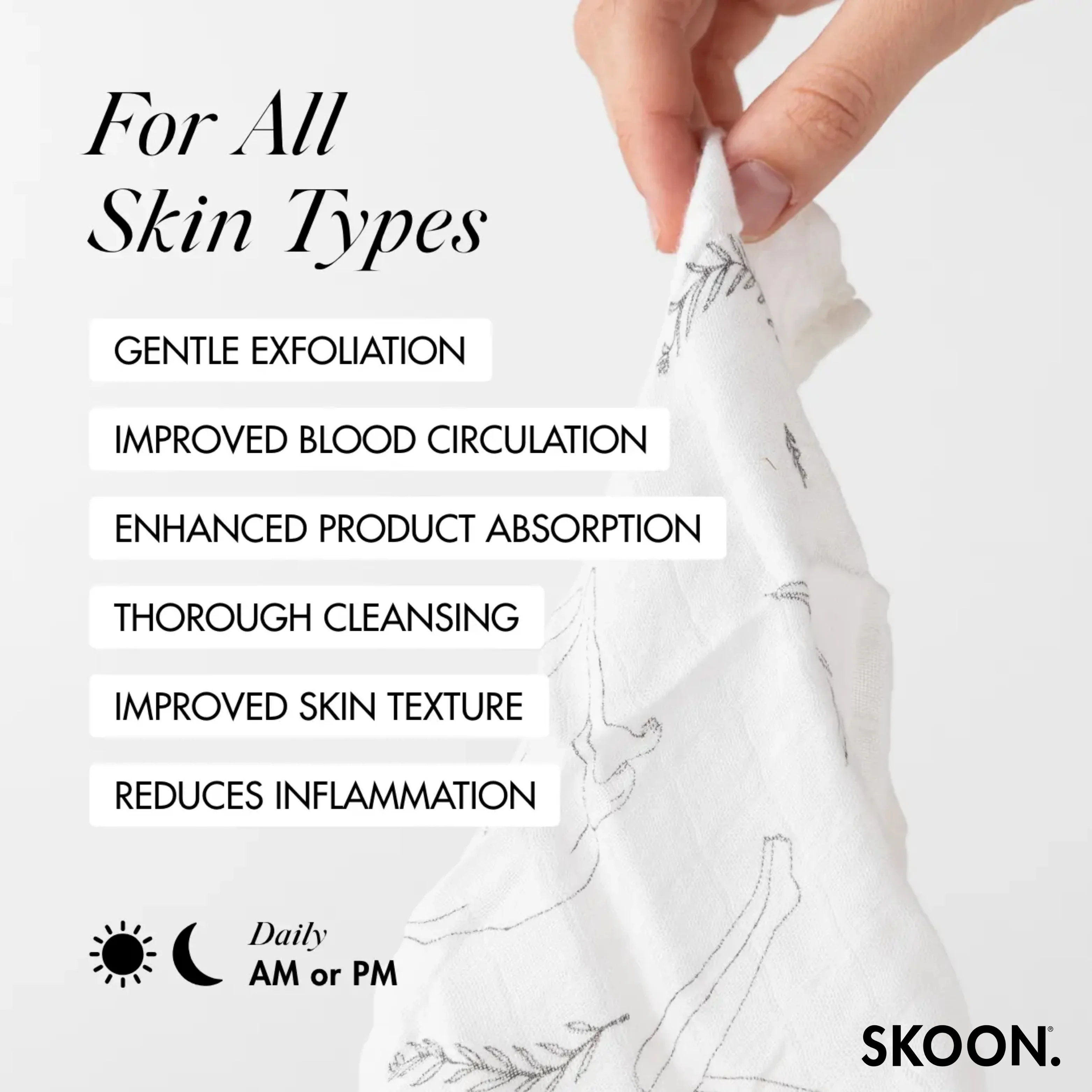 SKOON - Bamboo Muslin Facecloth Dayfeels Design - Image 3