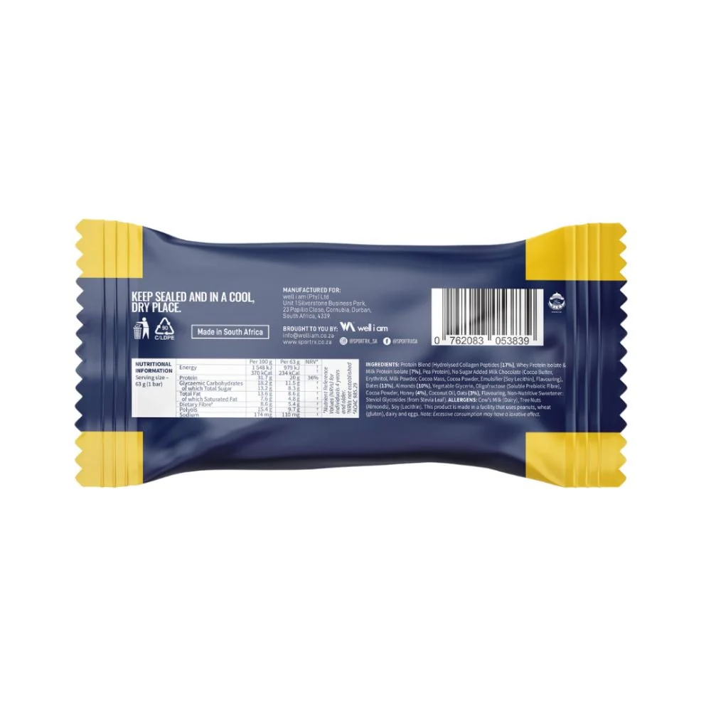 Sport Rx - Protein Bar Chocolate Almond Toffee 63g - Image 2